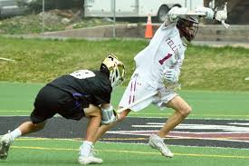 A Telluride High School lacrosse player driving toward the goal