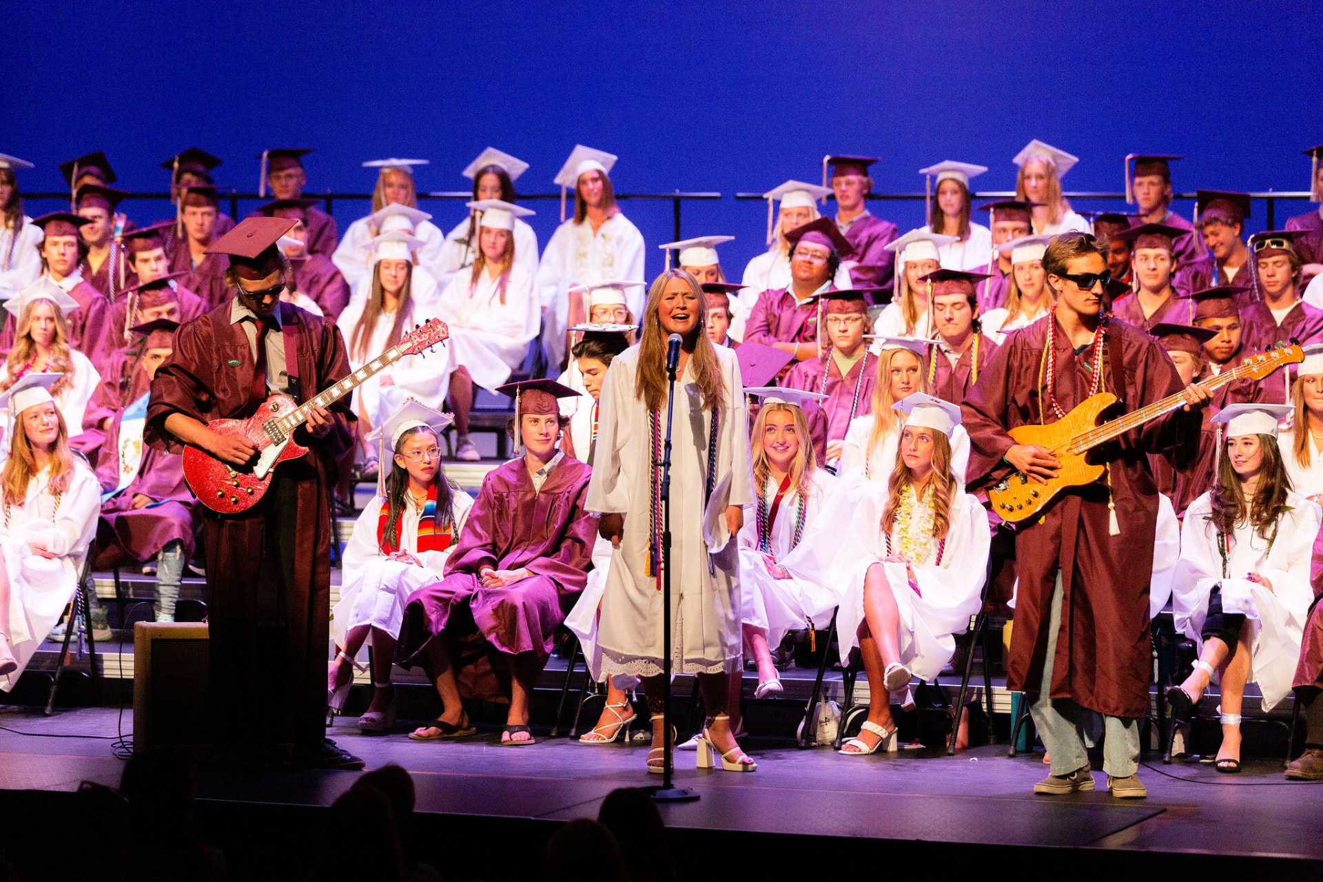 Telluride High School graduates performing live music at commencement